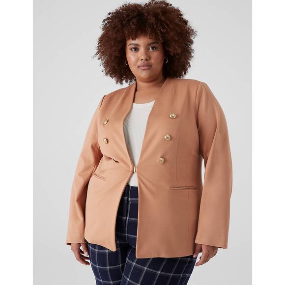 Lane Bryant Ponte Bryant Collarless Blazer NWT Tan Beige Women’s plus size 22 - Picture 4 of 8